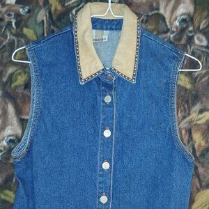 Vintage Streets Ahead Studded Denim Vest - Size Small